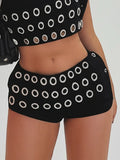 Fongt Trendy Punk Style Chicken Eye Decoration Low-Waist Hot Girl Cool Shorts 2025 New Batch