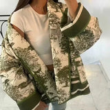Fongt Women's Clothing Explosion Hit 6-Color Printed Cotton Jacket Fashionable