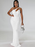 Beautiful Sleevless Cut-Out Crystal Party Dress Gowns Glamour Womens Mesh Rhinestone Long Maxi Dress Birthday