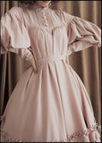 Fongt Maid COS Suit New Loose Button Collar Lace Lantern Sleeve Decoration Lolita