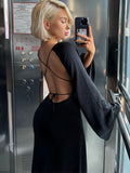 Fongt Sexy Bareback Dress Knitted Thin Autumn And Winter 2023 Holiday