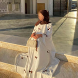 Fongt Eastern Arab Women's 2025 New Dubai Abaya Loose Flare-Sleeve Bow Dress