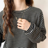 Striped Sweater Women's Spring And Autumn 2023 Early Autumn New Round Collar Loose Knitted Long-Sleeved Blouse Thin