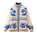 Fongt Women's Clothing 2025 Spring New Casual Loose Positioning Printing Cotton Coat Top