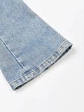 2024 Autumn New Fashion Women's Denim Patchwork Blazer Notched Collar Single Button Long Sleeve Short Suit Jackets TH5165-Outfit