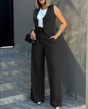 Fongt New Fashion Suit Vest Vest Broad Leg Trousers Casual Suit