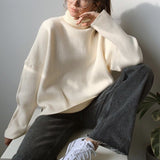 Fongt Multi-Color High-Necked Solid-Color Sweater Women Loose Collar Collar Collar Women's Clothing 66