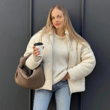 Fongt Explosion Women's Autumn And Winter New Street Fashion Knit Cotton Jacket