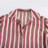 Striped Satin Casual Shirt 8160562 In Autumn-Outfit