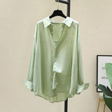 Fongt Summer Wearing Long-Sleeved White Soft Shirt Women's Korean Version Of Loose Leisure Thin