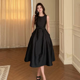 Fongt Sleeveless Vest Dress 2025 Summer French Waist High-End Design Mid-Long Dress