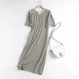 New Short-Sleeved Cotton Striped Simple Wind Dress In Summer-Outfit