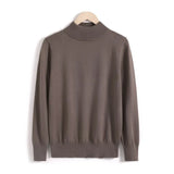 Loose Solid Color Screw Thread Sweaters Commute All-match Half High Collar Autumn Winter Thick Long Sleeve Knitted Jumpers-Outfit
