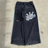 Loose Jeans Men's Vintage Print Hip Hop Gothic Street Wear Harajuku Men's Slacks-Outfit