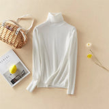 New-Coming Winter Tops Solid Button Turn-down Collar Pullovers Female Thick Turtleneck Knitted High Street Women