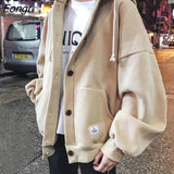 Cool Casual Winter Fleece Hoodies Men Women Harajuku Solid Color Warm Sweatshirt Korean Teens Fashion Hoodie