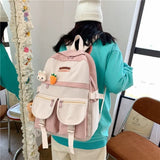 Kawaii Panelled Backpack Fashion Ladies Book Vintage Schoolbag Cute Female Cool Backpack Women Harajuku Student Travel