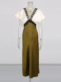 Fongt Temperament Lace Waist Dress 2025 Autumn New V-Necked Ass High-End Thin Dress Women's