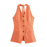 Fongt Fragrant Cotton Lint Neck Vest Set Of Women's Summer With Light Luxury High-End Trousers Two Sets
