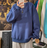 Men Harajuku Solid Color Sweatshirts Winter Y2k Casual O-Neck Oversized Pullovers Korean Hip Hop Long Sleeve Basic Clothes