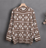 New 2021 Autumn Winter Women Sweaters Pullovers Fashionable Printed Oversized Vintage Jumpers Wild Lady Tops