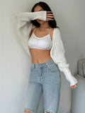 Fongt New Loose Knitted Cardigan Short Sweater Shawl Jacket