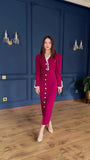 Fongt New Women's Open Fork To Slimming Single-Dbutton Dress
