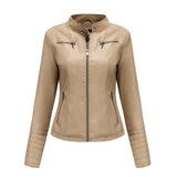 Faux Leather Jacket Autumn Winter Long Sleeve Plus Size Fashion Ladies Solid Zipper Biker Coat Female Casual