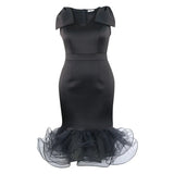 Fongt New V-Neck Sleeveless Bow Dress Designer Mesh Dress Dresses Dresses