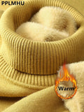For Women Winter Thicken Turtleneck Slim Knit Pullover New Warm Plush Velvet Lined Knitwear Jumper Tops Casual