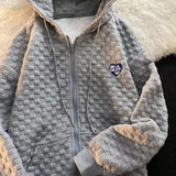 Fongt Early Autumn New Hoodie Female Loose Waffle Korean Version Of Versatile Design Sense Long Sleeve Cardigan