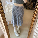 Fongt Chic Spring French Retro High Waist Cover Span Versatile Color Check Bag Buttock Skirt Fishtail Skirt Skirt Woman-Outfit