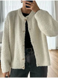 Fongt 2025 Women's Comfortable Casual Solid-Colored Knitted Shirt Jacket