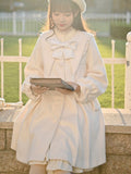 Blends Coats Women Baggy Kawaii Clothes Girlish Multi Bow Designer Beige Temper Preppy Stylish Куртка Зимняя