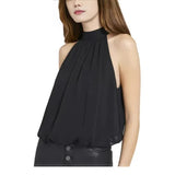 Fongt New Design Sleeveless Chiffon Beauty Shoulder French Hanging Neck Vest Women's Top