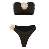 summer new women's clothing three-dimensional flower decoration camisole sexy briefs bikini Brazilian swimsuit suit-Outfit