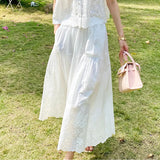Fongt New Small Fragrant Suit Female French Temperament Embroidered Vest Top + White Skirt