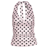 Fongt Summer Women's New Hottie Sexy Black Wave Dot Print Spread Out Back V Collar Hanging Neck Tight Vest