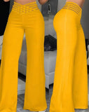 Belt High Waist Casual Straight Loose Trousers