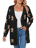 Fongt And Winter New Sweater Female Christmas Cartoon Embroidered Long Knitted Cardigan Jacket