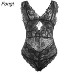 Goth Lace Hollow Out Black Bodysuits Women Vintage V Neck Bodycon Summer Sleeveless Playsuit Aesthetic Sexy Club