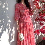 Fongt Summer Holiday Style Goddess Fan New Pure Flowery Snowy Sexy V-Neck Cross-Tie Dress