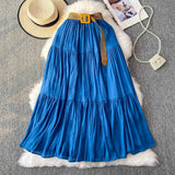 Fongt Half-Dress Women's Dress 2025 Summer Small Medium Long Leisure High-Rise Thin Thong Ponve Cake Skirt