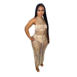 Fongt New Women's Wear Sexy Solid Color Knitted Beach Dress-Outfit