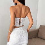 Fongt Three-Dimensional Gacoustic Texture One-Word Shoulder Hottie Sexy Gathering Chest Thoracic Blouse 2217