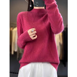 Fongt And Winter Yang Sweater Knitted Jersey Outside Wearing Lazy Wind Senior Women's Half-High Collar Sweater