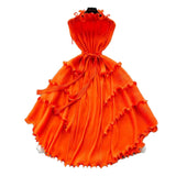 Fongt Three-Home Folded Dress Dress Wooden Ear Long Heavy Industry Pressure Folds High-End Exquisite Dress Woman
