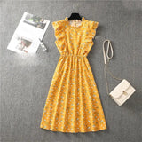 Butterfly Sleeve Ruffles Medium Long Vacation