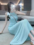 Shot Retro Hollowed-Out Knitted Dress Female Summer Gentle Wind Design Temperament Slim And Skinny Hip-Covered Dress-Outfit