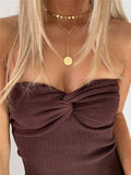 Knit Twisted Tube Top-Outfit